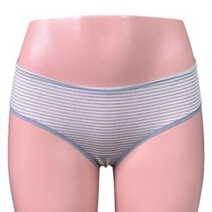 NWT Victoria's Secret‎ Gray Striped Lace Back Hipster Small